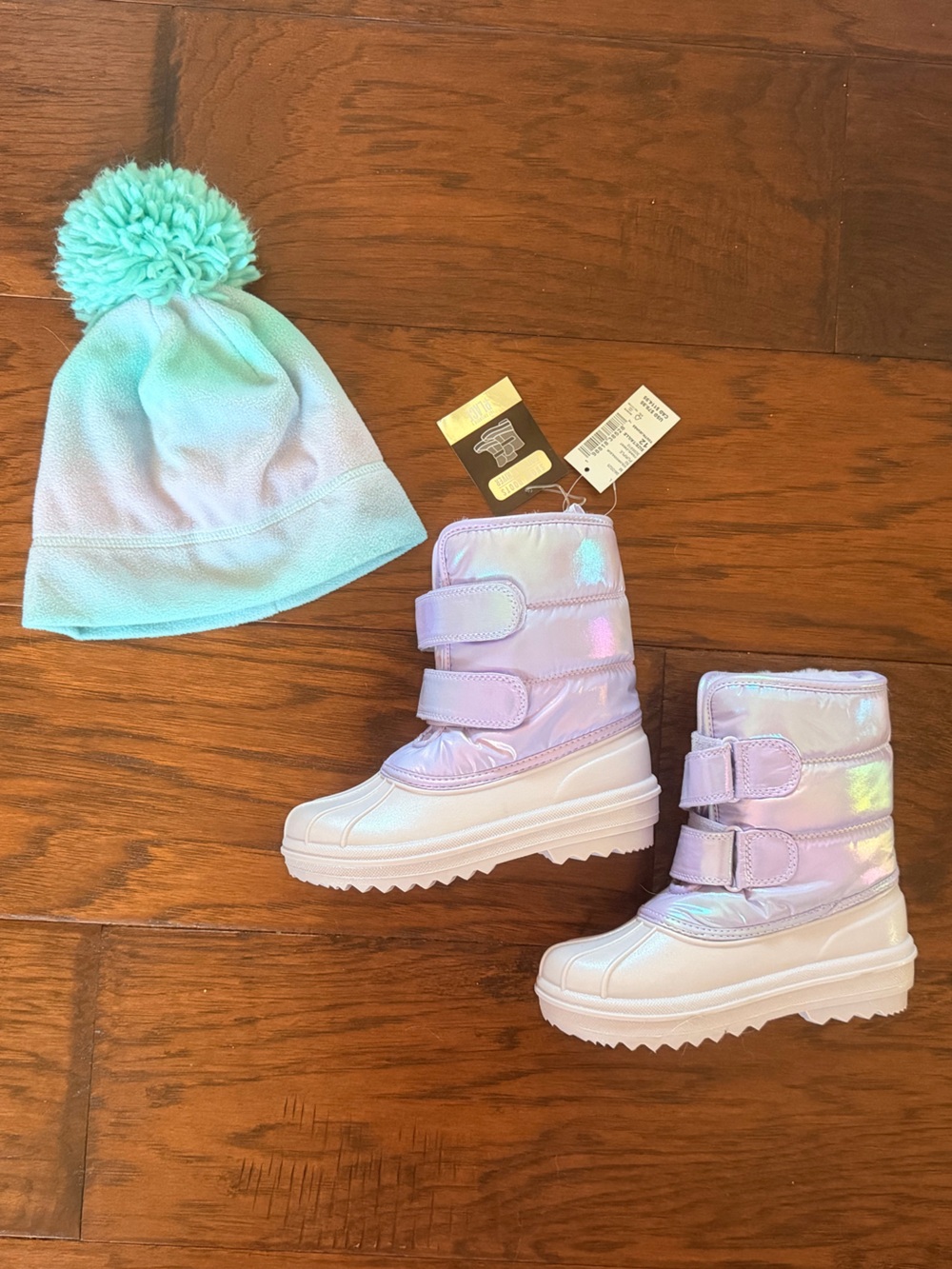 The Children’s Place - Iridescent Lavender Kids Winter Boots with Beanie